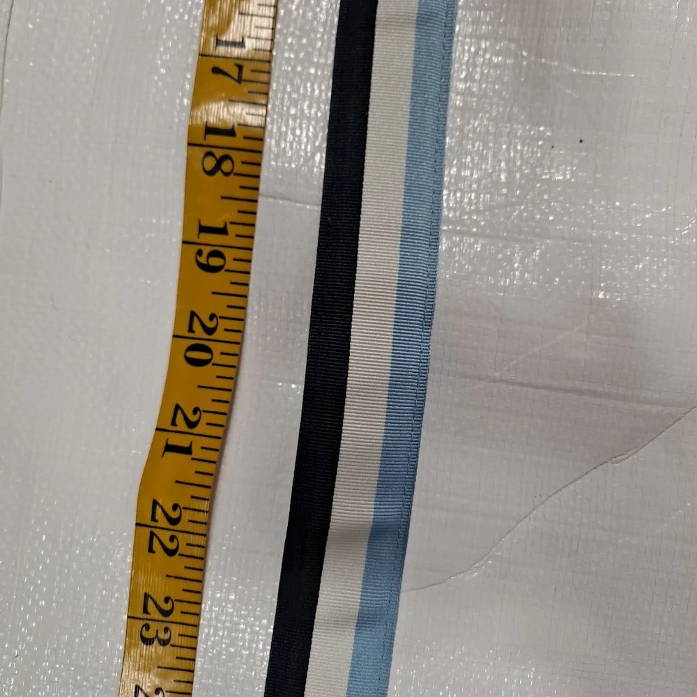 Brooks Brothers Blue Striped Fabric Double D Ring Belt